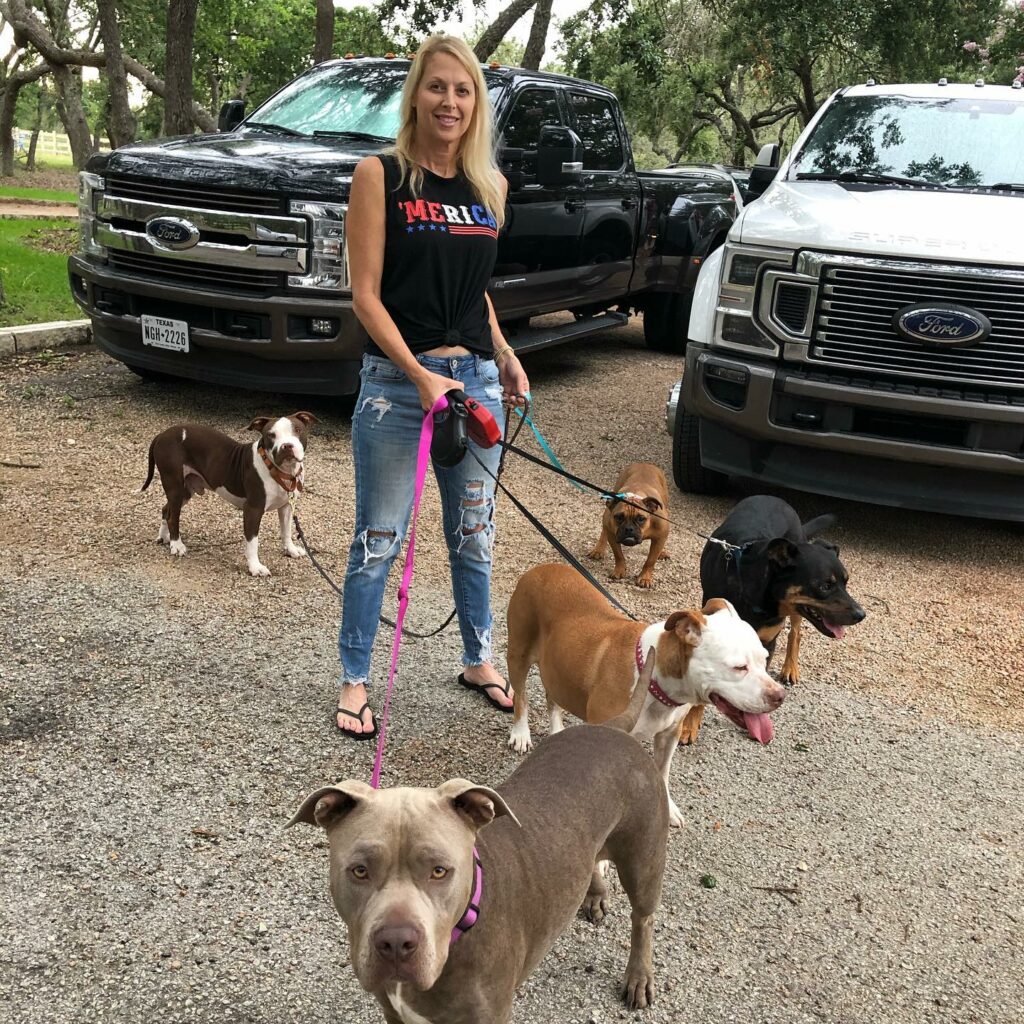 Amanda Martin with her pit bulls